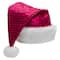 19" Fuchsia Pink Paillette with White Trim Adult Santa Hat